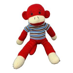 Sock Monkey Dan Dee Red Striped Shirt 18" Collectors Choice Plush Stuffed Animal